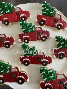 Christmas-themed decorated sugar cookies