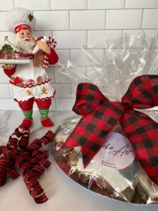 Christmas-themed decor with wrapped treats